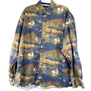 North River Men's Mallard Ducks Long Sleeve Button Up Shirt Size XL